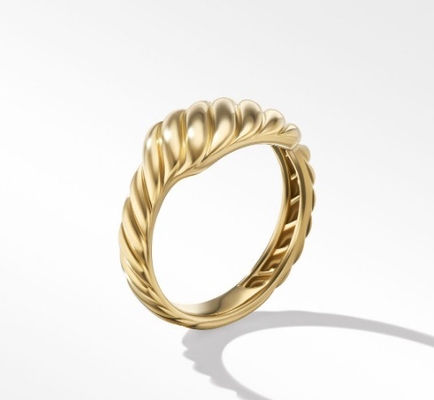 Logotipo personalizado Revestido de oro David Cable Wave Anillos de acero inoxidable para hombres