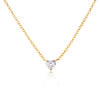 Corazón Cubico Zircón 18K Collar Dorado para Mujeres