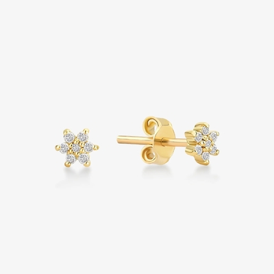 925 de plata esterlina de mano 18K dorado placado simplemente blanco CZ flor de auricular magnético