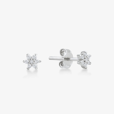 925 de plata esterlina de mano 18K dorado placado simplemente blanco CZ flor de auricular magnético