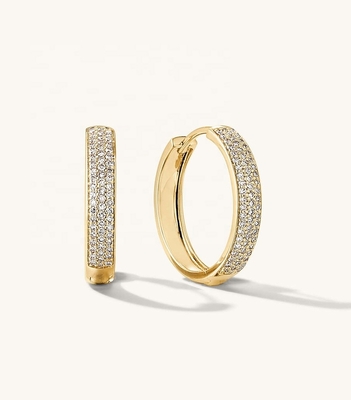 18K Dorado Revestido Micron Pave Huggies 925 Oro Esterlina Los aretes de las mujeres