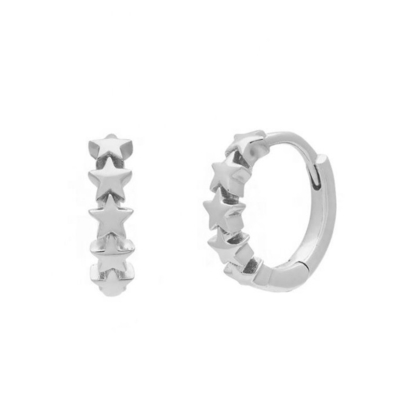 925 Sterling Silver Star Huggie Los aretes para mujeres Joyería de moda