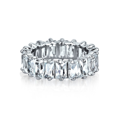 Claros anillos de boda de corte esmeralda CZ Infinity