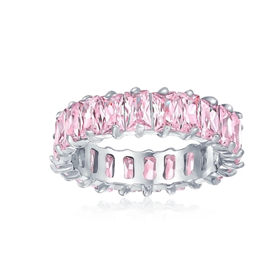 Claros anillos de boda de corte esmeralda CZ Infinity