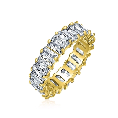 Claros anillos de boda de corte esmeralda CZ Infinity