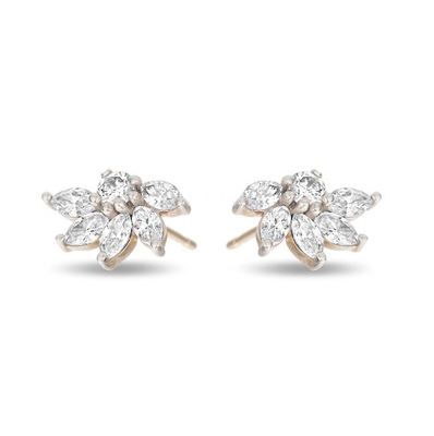 925 Los pendientes de flor de plata OEM CZ Los pendientes de flor dorados