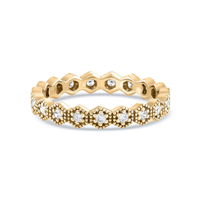 Tendencia de la eternidad de forma geométrica cúbica de zirconia anillo apilable para mujeres