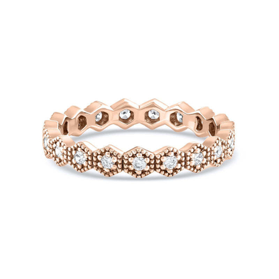 Tendencia de la eternidad de forma geométrica cúbica de zirconia anillo apilable para mujeres