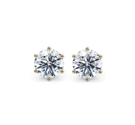 Seis garras Blanco CZ Auriculares de punta 925 Plata Esterlina 18K Cubico Zirconia Auriculares de punta