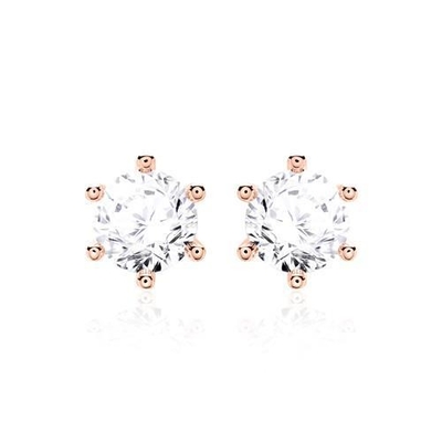 Seis garras Blanco CZ Auriculares de punta 925 Plata Esterlina 18K Cubico Zirconia Auriculares de punta