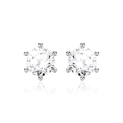 Seis garras Blanco CZ Auriculares de punta 925 Plata Esterlina 18K Cubico Zirconia Auriculares de punta