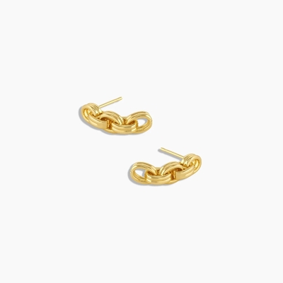 Orecillos de cadena Dangle de oro de 18K de gota con rodio Orecillos de cadena gruesa con rodio