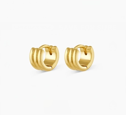 Mujeres de la moda de acero inoxidable Huggie aretes polacos 18K dorados aros
