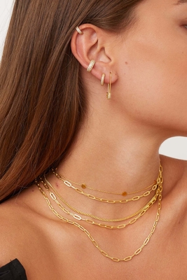 18K Oro cúbico Zirconio de aro de oreja ECO Amistoso 925 Sterling de plata de oreja