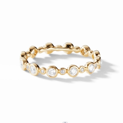 Clásicos Circón Eternidad Banda Oro Revestida Joyería US Tamaño 10 Anillo CZ claro