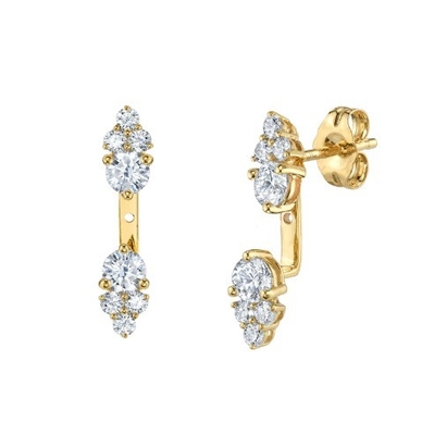 Cluster de zircón cúbico blanco Diamante de chaqueta de rodillo Aretes 925 18K Dorados