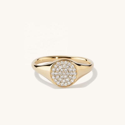 OEM ODM Hombres Anillo de sello de oro de oro 14K Anillo de oro de zircón de mujer personalizado