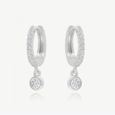 18K Dorado S925 Plata Mini Huggies Single Bezel Cintas de piedra Aretes para mujeres
