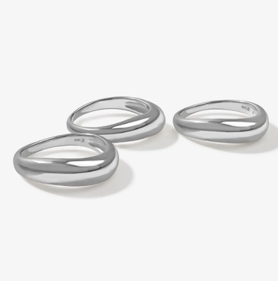 US5-US10 925 Anillos apilables de plata esterlina 18K Revestidos de oro