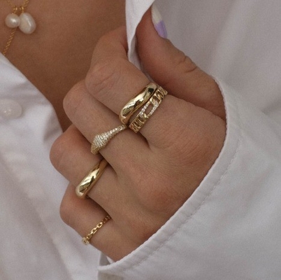 US5-US10 925 Anillos apilables de plata esterlina 18K Revestidos de oro