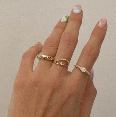 US5-US10 925 Anillos apilables de plata esterlina 18K Revestidos de oro
