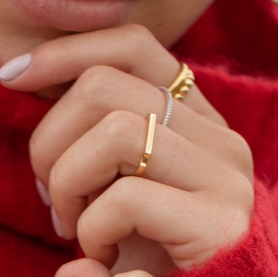 Anillo plateado S925 de plata US tamaño 5 Anillo delgado de firma con evaluación de terceros