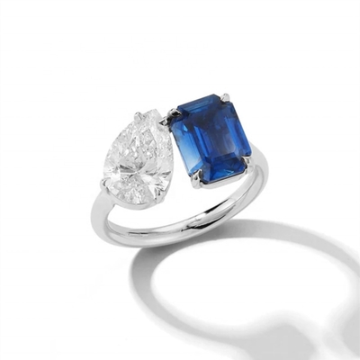 Mujeres Niñas Joyería Anillos abiertos ajustables con piedras grandes en plata esterlina 925