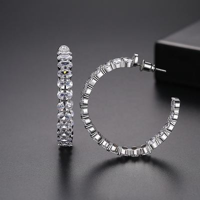 Colorido brasileño de oro 18K aros pendientes Oval Corte de latón aros pendientes