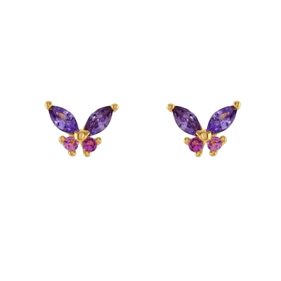 18K Oro Marqués Cortado Turquesa CZ 925 Plata Esterlina Orfebreros de mariposa para mujeres