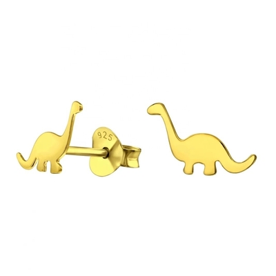 Los niños Dinosaurio de oro Revestido de auriculares 925 de plata esterlina Mini