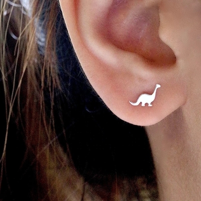 Los niños Dinosaurio de oro Revestido de auriculares 925 de plata esterlina Mini