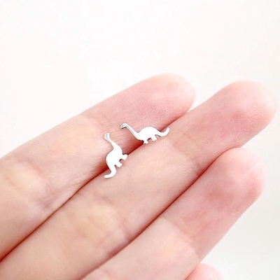 Los niños Dinosaurio de oro Revestido de auriculares 925 de plata esterlina Mini