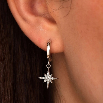 Lujo Starburst Auriculares de gancho dorados 925 Auriculares de gancho dorados pequeños