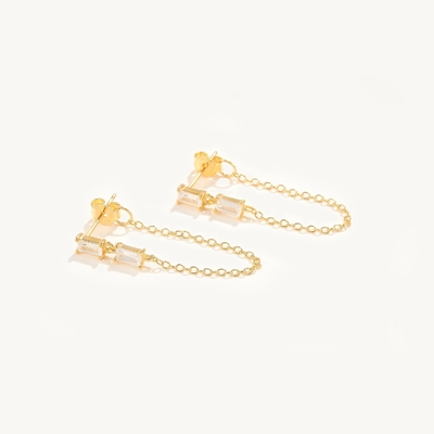 Ventas Baguette Cubico Zircon Threader Stud Ahorro Joyería 925 Plata Esterlina para mujeres