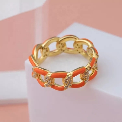 925 Sterling Silver Twist Ring Anillos de compromiso de mujeres de esmalte dorado