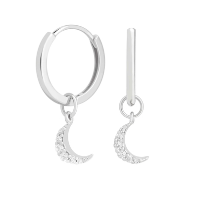 Dangle Moon Hoop Orecillos 925 de plata para mujeres Oro brasileño Revestido 18K Joyería personalizada