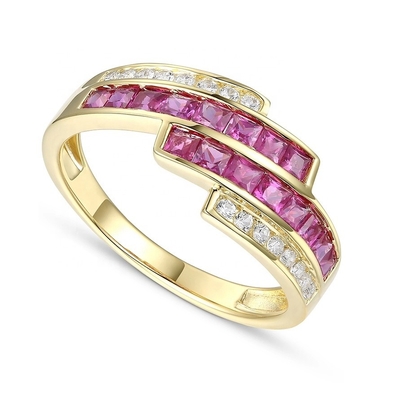 Anillos de Diamante de Rubí Esmeralda Para Mujeres Tamaño 6- Tamaño 10