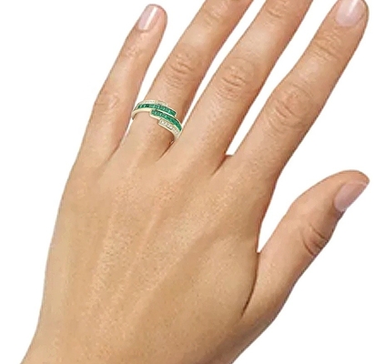 Anillos de Diamante de Rubí Esmeralda Para Mujeres Tamaño 6- Tamaño 10