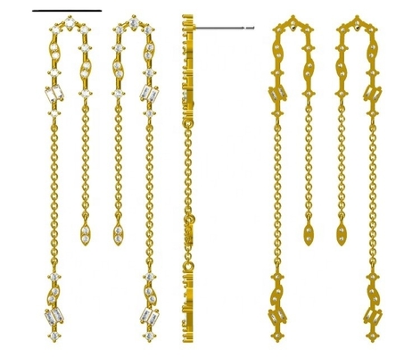 2024 Oro brasileño Revestimiento Cadena de gota Los aretes Mujeres 925 Aretes de Plata
