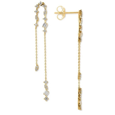 2024 Oro brasileño Revestimiento Cadena de gota Los aretes Mujeres 925 Aretes de Plata