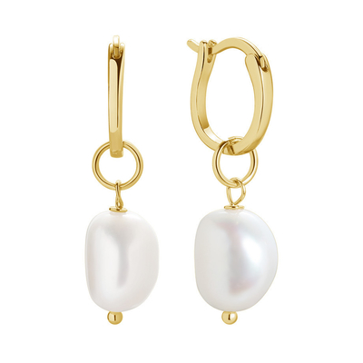 925 plata esterlina 18K dorada de agua dulce perlas de oro perlas de aro de orejas para mujeres estilo de moda
