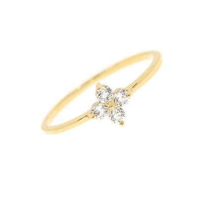 Elegante oro de 18 caratos Vermeil Cuatro piedras preciosas de topacio Flor 925 anillos de plata esterlina