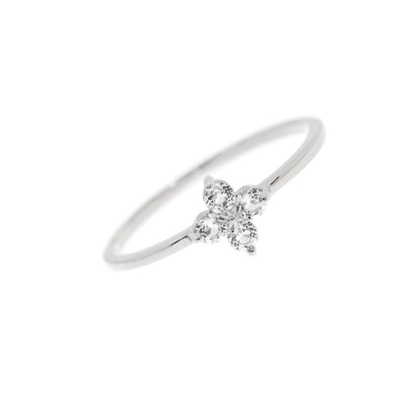 Elegante oro de 18 caratos Vermeil Cuatro piedras preciosas de topacio Flor 925 anillos de plata esterlina