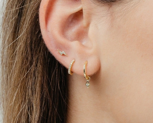 Opción Color de piedra de moda 18k Oro real Revestido de gancho Dangle Ahorro en 925 plata esterlina