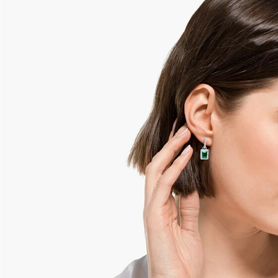 Verde CZ Diamante 925 Plata Esterlina clásico de lujo aretes de aro para la moda femenina