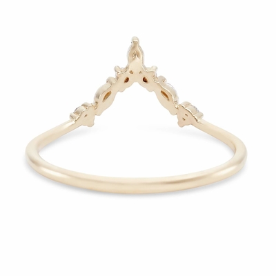 Anillos de apilamiento en forma de V con redondo y blanco marqués CZ en plata esterlina 925