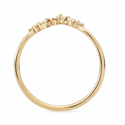 Anillos de apilamiento en forma de V con redondo y blanco marqués CZ en plata esterlina 925