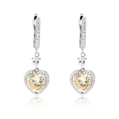 OEM Love Heart Diamante de los pendientes 925 de plata esterlina de los pendientes de amor del corazón