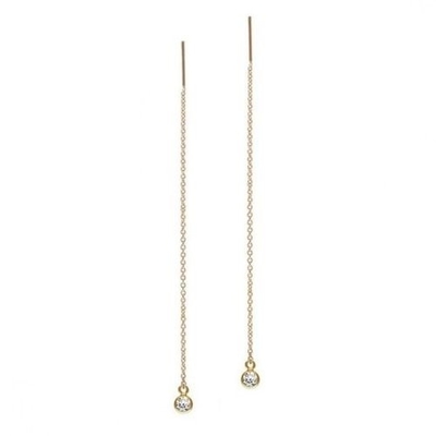 925 Plata Esterlina Simply 18K Dorado Dorado de Mujeres con Cadena de Caída de Bezel