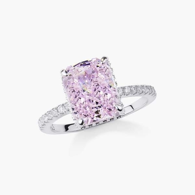 Bagueta plateada Diamante azul 5A Corte de hielo CZ Anillo de compromiso de boda para mujeres 925 plata esterlina